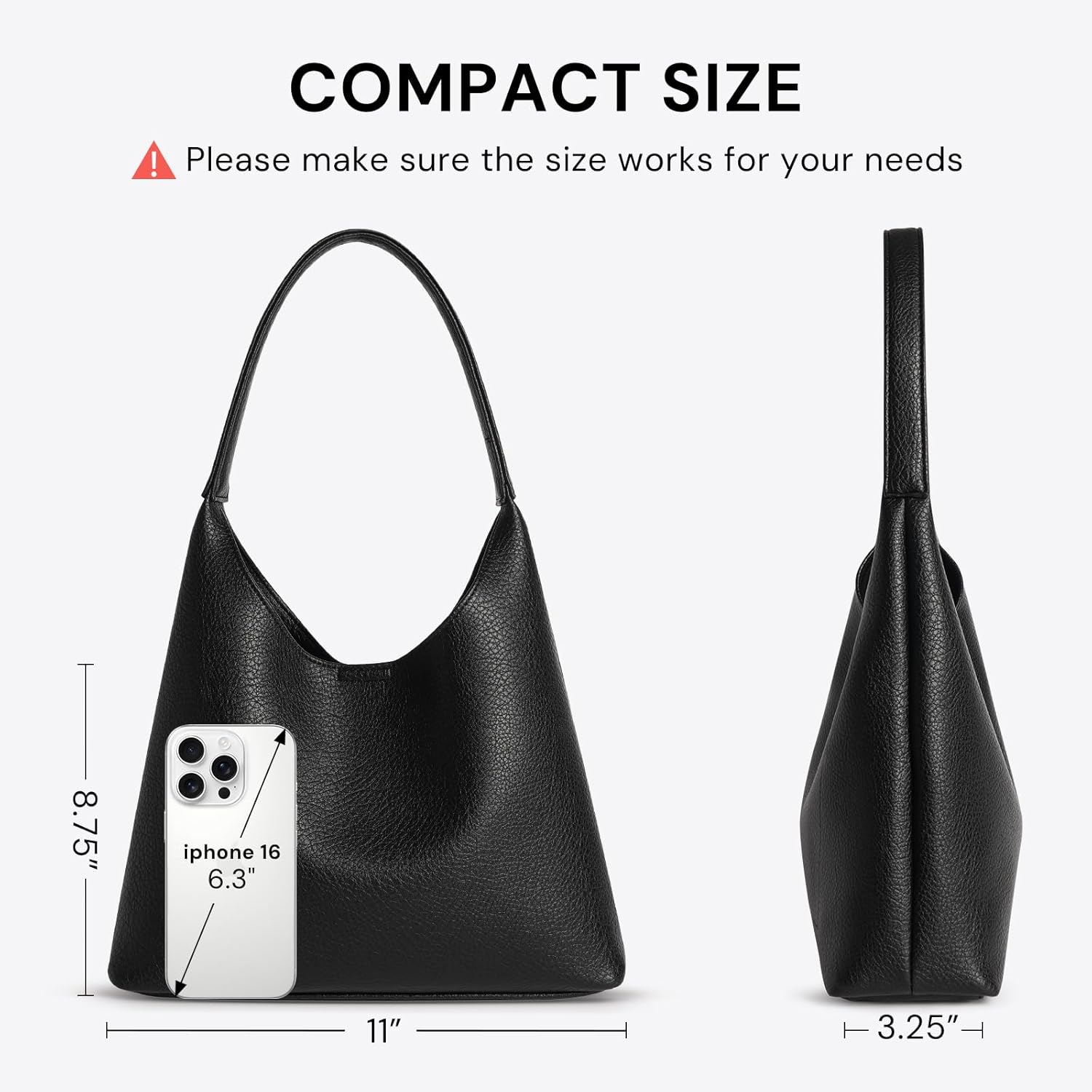 Hobo Bags for Women, Small Slouchy Hobo Purse, Soft Vegan Leather Shoulder Bag Trendy Everyday Tote Handbag, 11'' (28cm) Hobo Bags for Women, Small Slouchy Hobo Purse, Soft Vegan Leather Shoulder Bag Trendy Everyday Tote Handbag, 11'' (28cm)