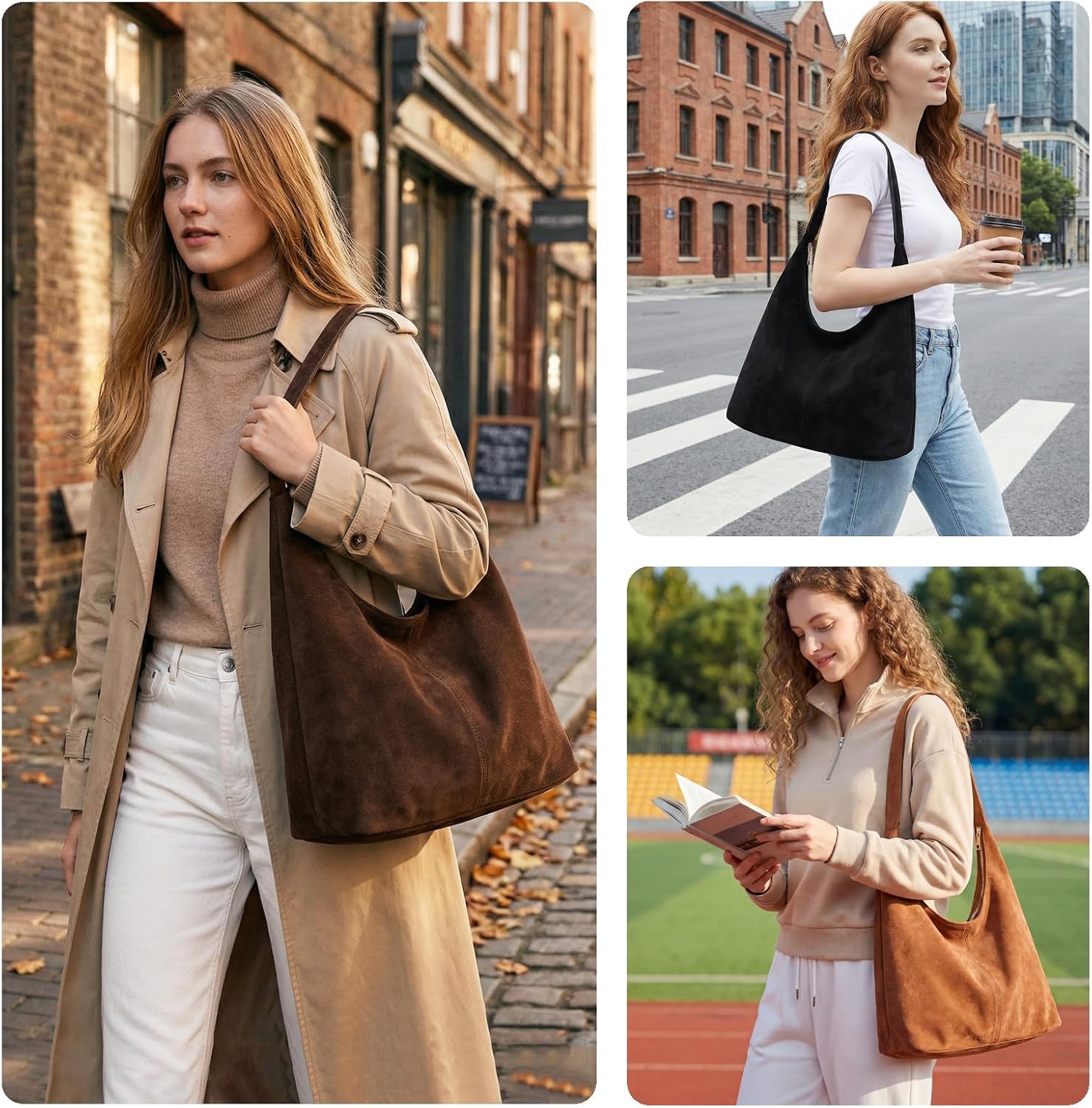 Slouchy Suede Hobo bag for Women Casual Shoulder Bag Soft Cresent Tote Purse Handbag Work Travel Slouchy Suede Hobo bag for Women Casual Shoulder Bag Soft Cresent Tote Purse Handbag Work Travel
